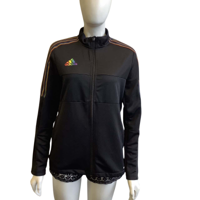 Adidas Women's Size AUS L Tracksuit Jacket Black & Rainbow 