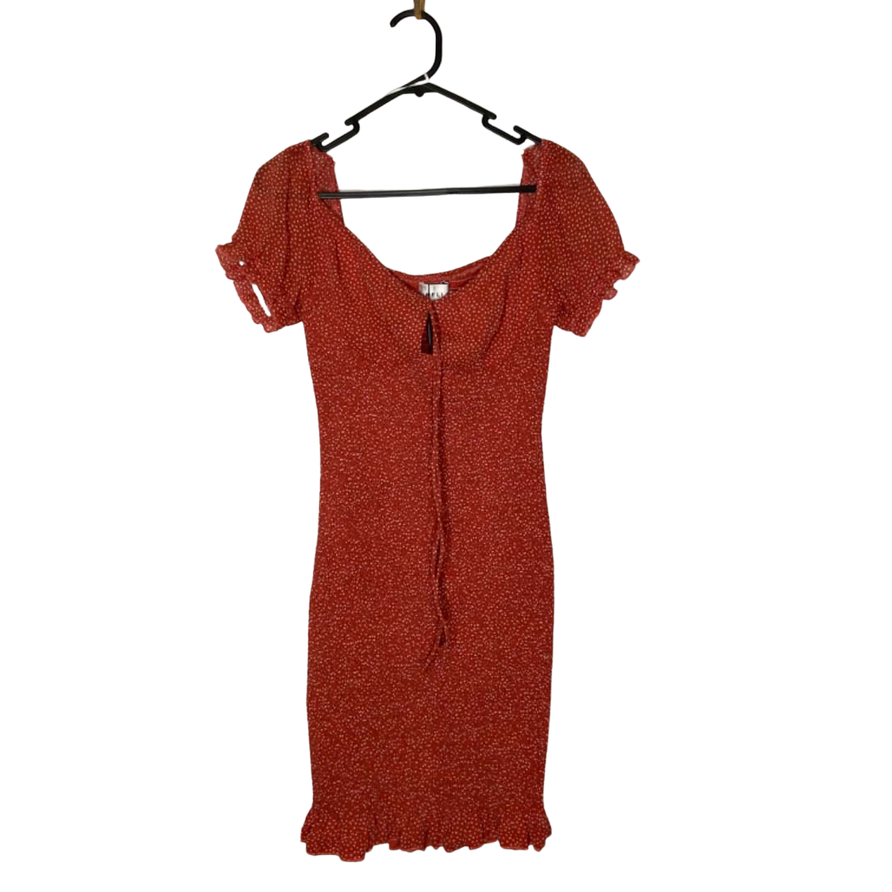 HELLO MOLLY Womens Size 10 Mini Short Sleeve Dress Red Orange Polka Dot
