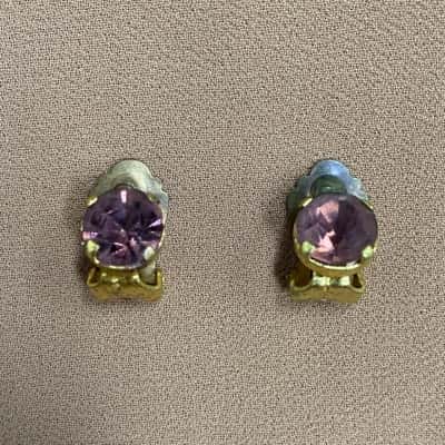  Womens Vintage Purple Paste Stone Clip On Earrings