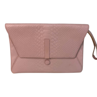 Mimco Womens Clutch Pink  Embossed snake print