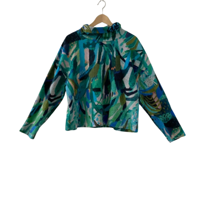 Gorman x Megan Grant ‘Green Jungle’ Multicoloured Cotton Top Size 14 more like 18