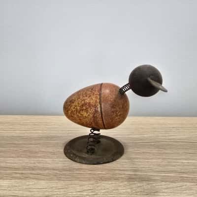 Vintage Rustic Metal Bird Ornament – Spring Base Folk Art Sculpture
