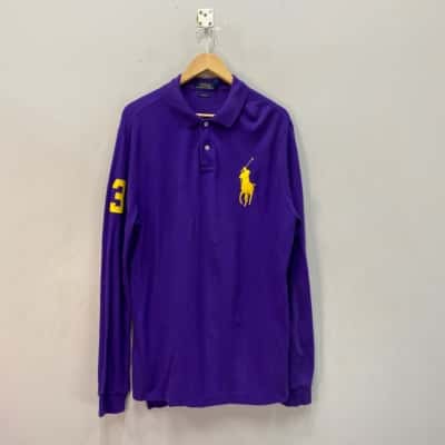 Polo Ralph Lauren Mens  Size XL Rugby Shirt Purple / Yellow 