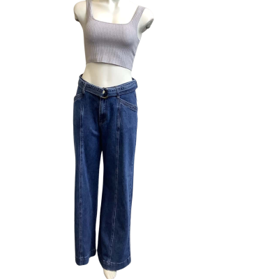 Country Denim Womens  Size 11 Wide Leg Belted Jeans Blue 