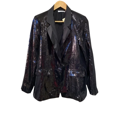 Pepper Mayo  Womens  Size 8 Prince Sequin Blazer Black  