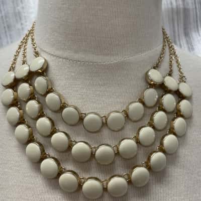 X3 layer  Woman’s Costume Necklace (Cream)
