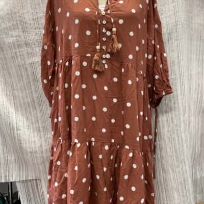  Women's  Salty Crush Size 22 Babydoll Dress Brown / White 
