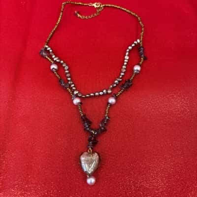  Women's Handmade Multi Strand Beaded Necklace Purple 