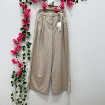 Zara Womens  Size S Wide Leg Pants Beige 