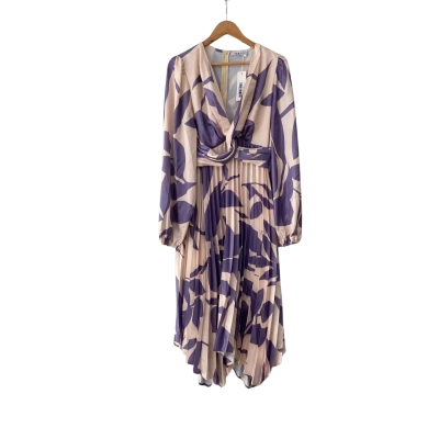 YH & CO Waiser   Size 16 Lilac Leaf Design Midi Dress 