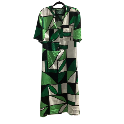 Katies Womens  Size 16 Maxi Dress Black  / Green / White with belt  RRP $99.99