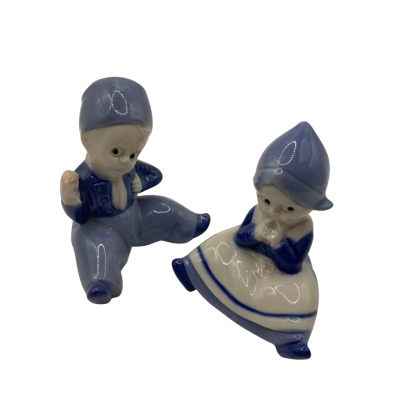 Small Dutch style porcelain boy & girl 