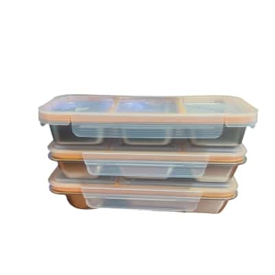 3 stainless steel snak/lunch containers