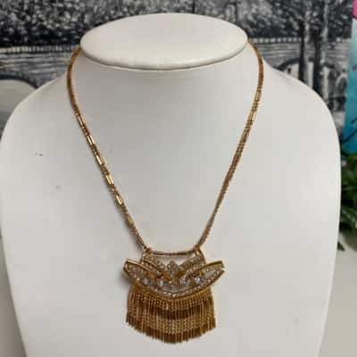 Womens Gold Tone Necklace w/Layered chain design