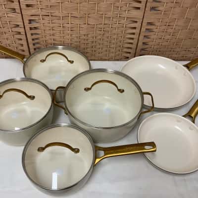 10 piece GreenPan ceramic non-stick frying pans saucepans glass lids Jewel Pro series