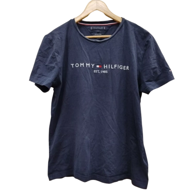 Tommy Hilfiger Mens Size L Short Sleeve Shirt Navy Blue (5)