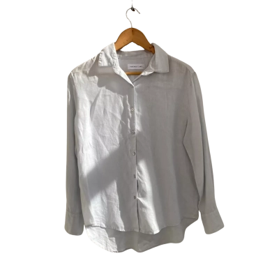 Assembly Label Linen Womens  Size 6 Button Up Top / Long Sleeve Top Grey 