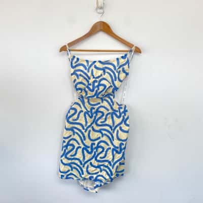 Charlie Holiday Blue Swirl Jenna Mini Dress Size 14 