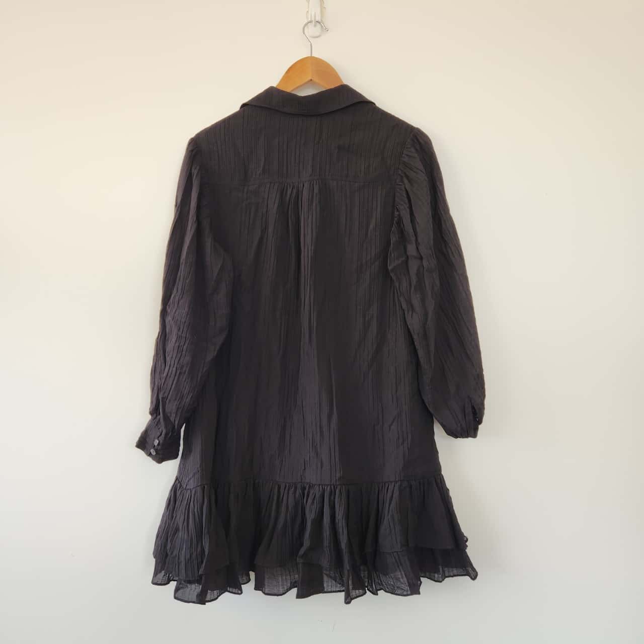 French Connection Textured Black Dress long sleeve Size 10 / M (s)