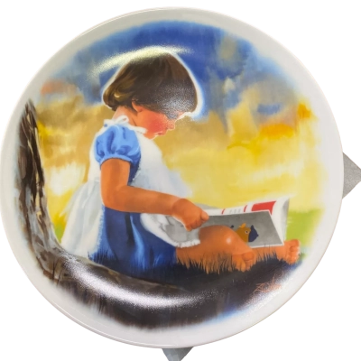Donald Zolan decorative plate - child reading "by myself"