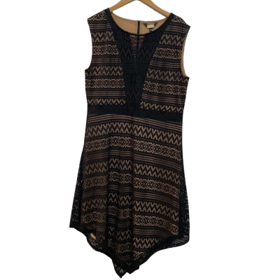 Liz Jordan Womens  Size L Cocktail Dress Black  / Nude- RRP $199.95