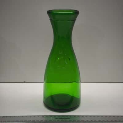 Vintage Green Glass Wine Carafe Decanter Embossed Grape Seal SF