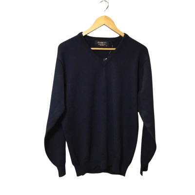  Ansett Men’s Size M V-Neck Jumper Navy Blue 