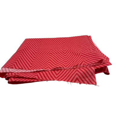 Cotton mix fabric 102 (w) x 100 (l) cm.  Coral tones, Zig zag pattern.   (fab 1). 