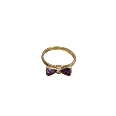 9CT 375 Gold Bow Ring with Amethyst