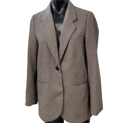 H&M Womens  Size XS Blazer Black  / Cream / Pattern 