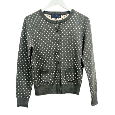 Princess Highway Grey Cream Polka Dot Cardigan Size 10
