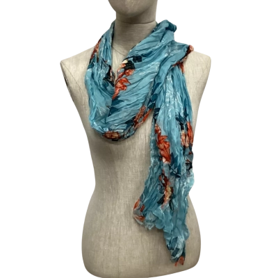 W-Lane One Size Crushed Scarf Mint Blue / Floral 