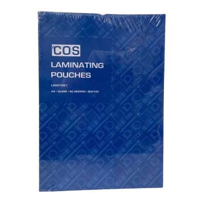 ‘COS A3 Laminating Pouches -80 Micron Gloss - Box 100 - Sealed NEW