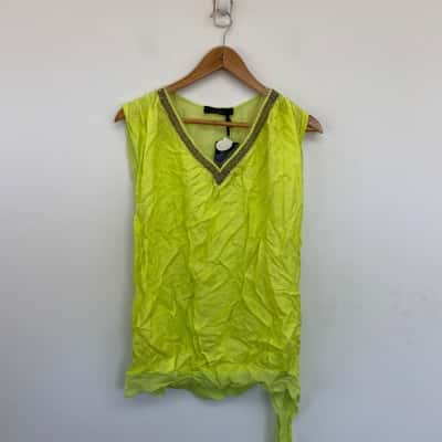Twin-Set By Simona Barbieri Lime Embellished Sleeveless Blouse Top  Size M 