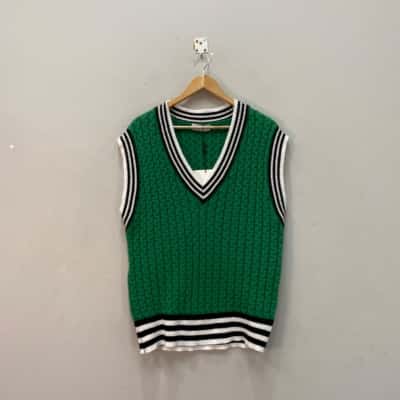 Ebby And I Womens  Size L / M Sweater Vest Black  / Green / White 