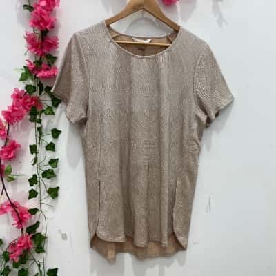 Seed Heritage Womens Short Sleeve Top Size M Gold 