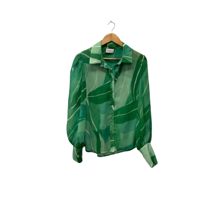 RNWY Womens  Size 10 Long Sleeve Shirt Green / Pattern 