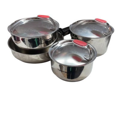 TUPPERWARE X3 saucepans plus x1 frypan with removable handle 