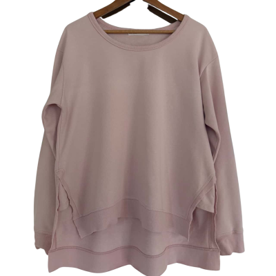 3rd Story.  Pink Crew. With High Low Hemline.  Size L 
