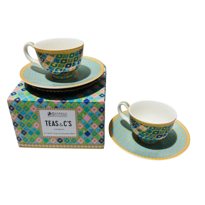 Maxwell & Williams Teas & C's 2 x Demi Cups & Saucers 86ml CAB