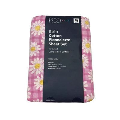 KOO Bella Cotton Flannelette Sheet Set-Queen Sized