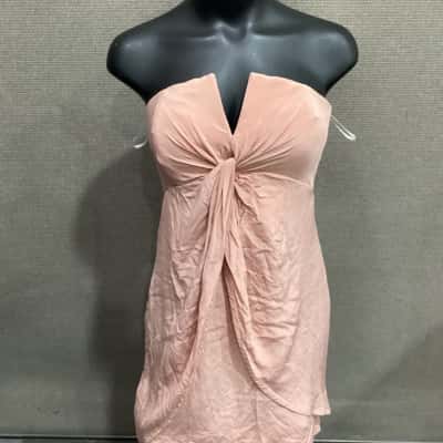 Zimmermann Silk V Womens  Size 4 Strapless Dress Coral / Pink  
