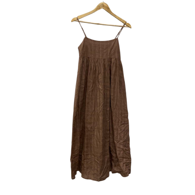 Cotton On Womens  Size 8 Tilly Textured Maxi / Shoestring Strap Dress Russet Brown 