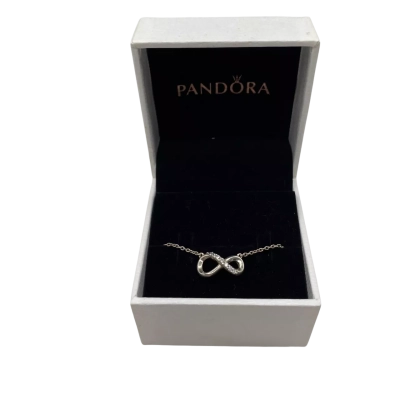 48cm Pandora Infinity 925 Silver Necklace W/ Cubic Zirconia Stones Great Present in Original Box