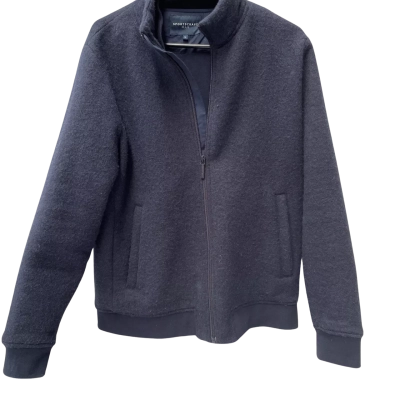 Mens Bomber Navy Blue wool blend jacket size M