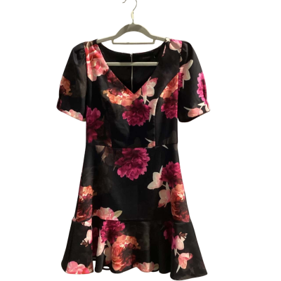 Portmans Womens  Size 10 Midi Dress Black  / Floral RRP 139.95
