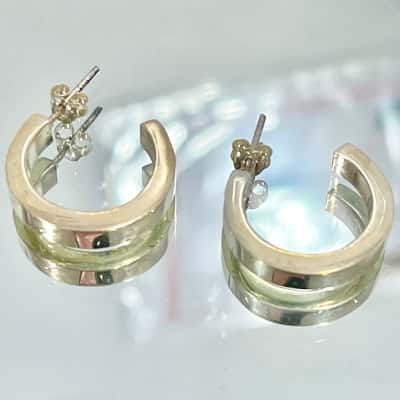 925 Silver Half Hoop Earrings 