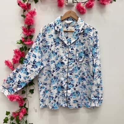 Givoni Womens Long Sleeve Pyjama Set Size L Blue / Floral 