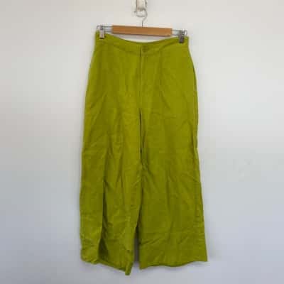ELK French Linen Light Green Wide Leg Pants  Size 8 