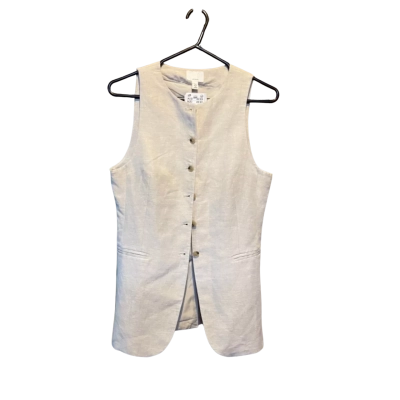 H&M Womens  Size 10 Button Up Top / Sleeveless Top Beige 